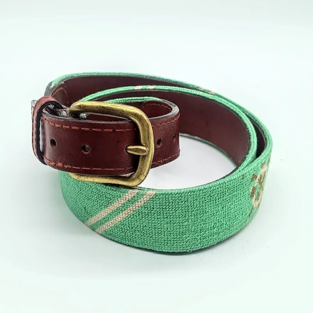 Smathers & Branson Hand-Stitched Needlepoint Leather Belt